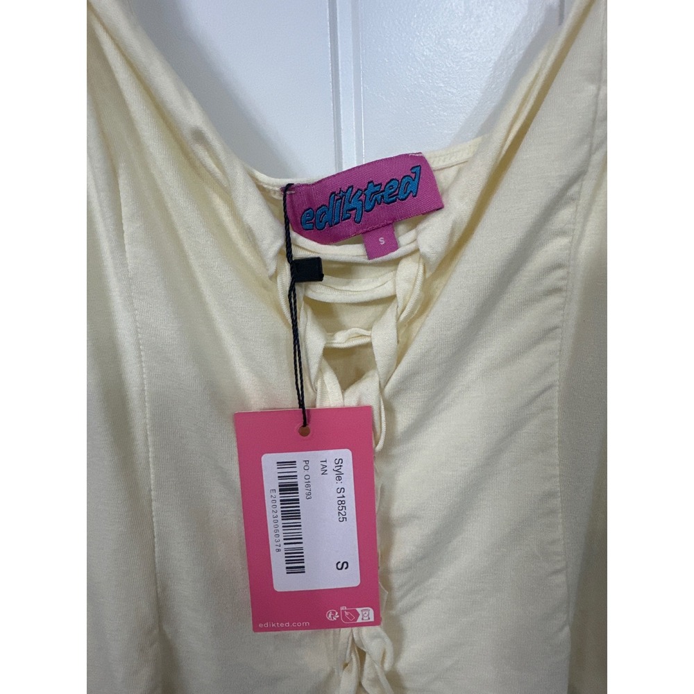 Edikted Tan Lace Up Front Camisole Top Small NWT Braided Detail Cami S18525 - Picture 5 of 7